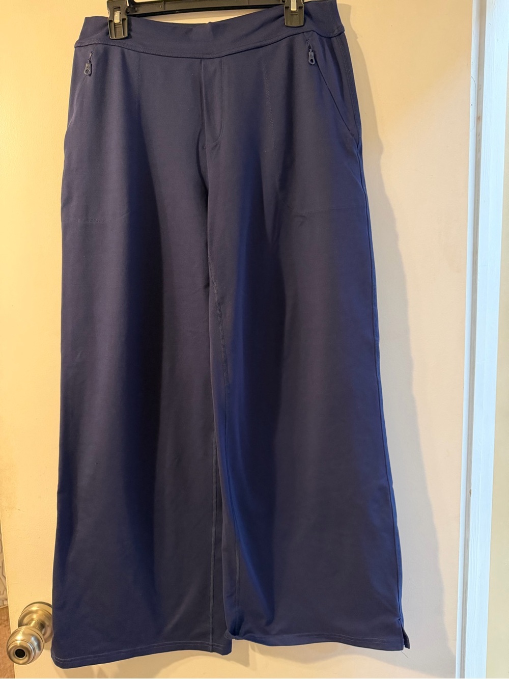 aerie Navy Wide-Leg Active Pants with Zipper Pockets